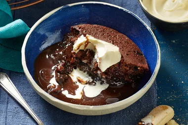 Chocolate tiramisu self-saucing pudding