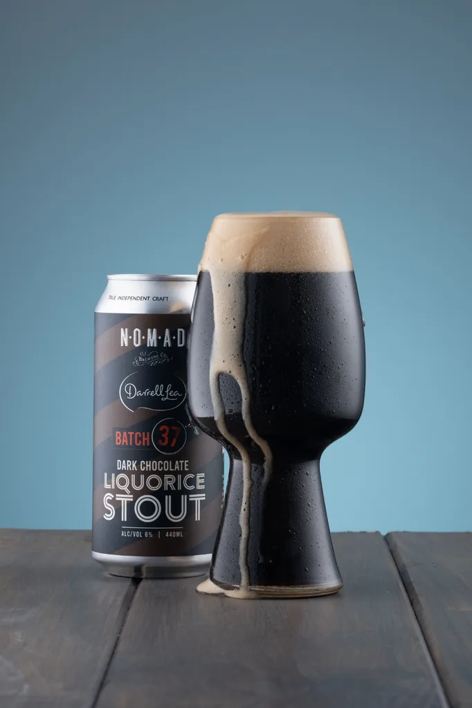 Darrell Lea Batch 37 Dark Chocolate Liquorice Stout poured in glass