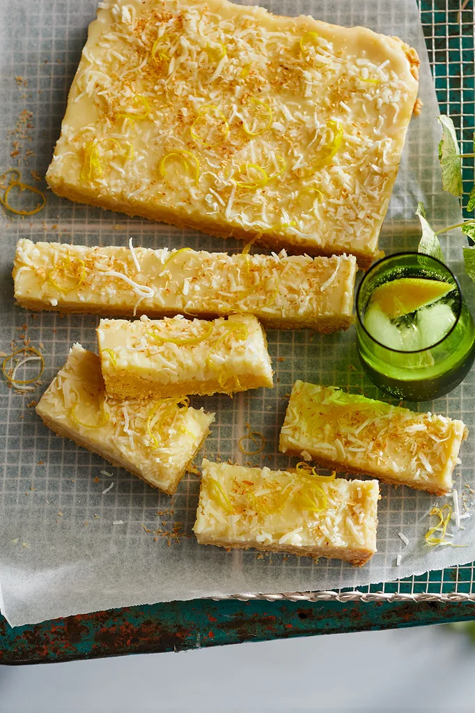 lemon slice chopped up with coconut on top