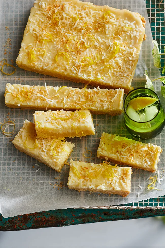 lemon slice chopped up with coconut on top