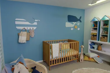 A beach-themed baby nursery