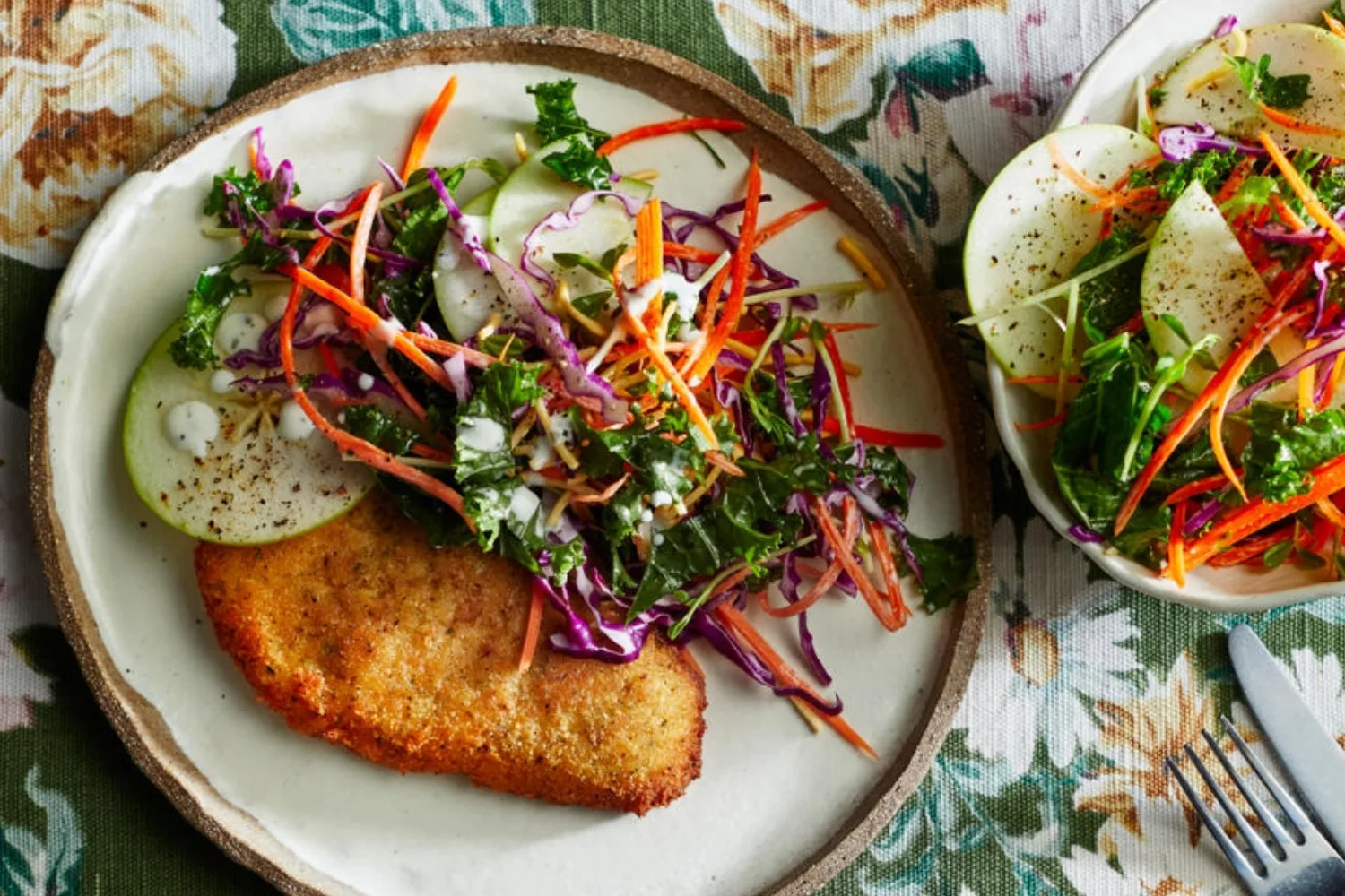 Chicken schnitzels with slaw.