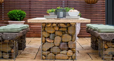 How to build a gabion table setting