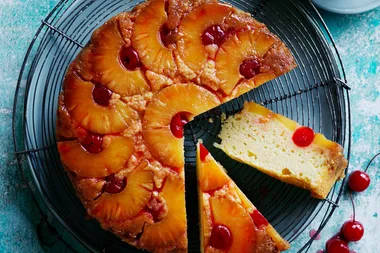 Upside-down pineapple and cherry cake