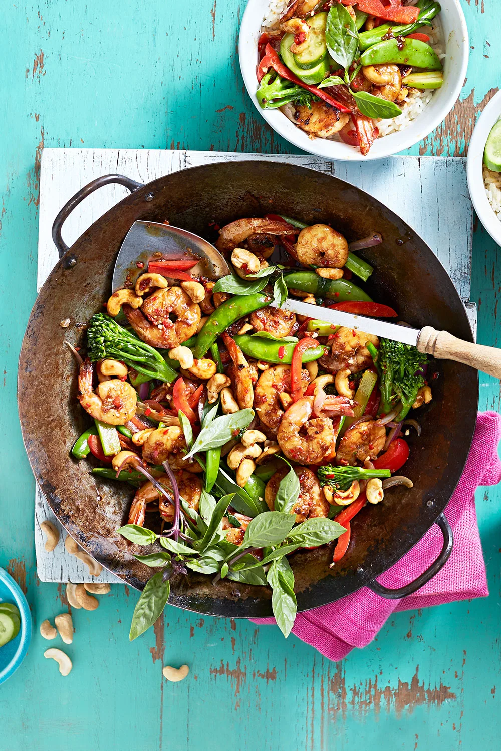 Chilli lime prawn and cashew stir-fry