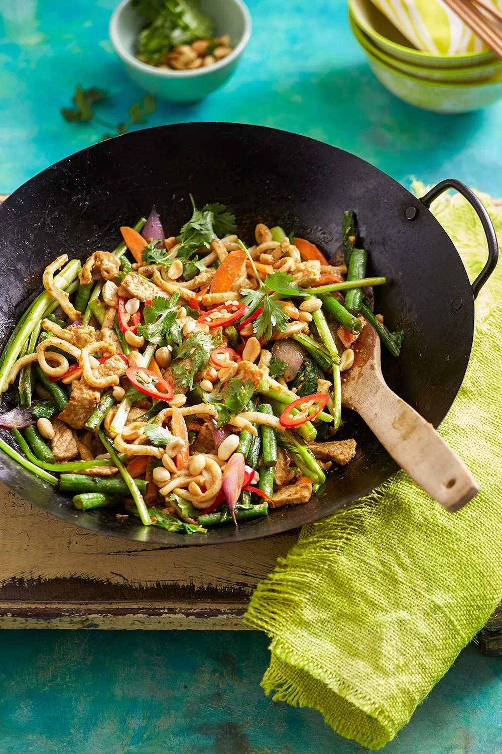 Satay pork noodle stir-fry