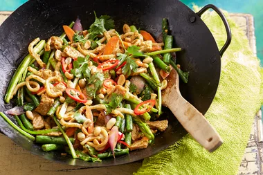 Satay pork noodle stir-fry