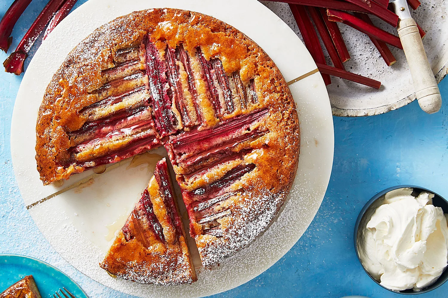 Rhubarb custard cake is the ideal spring dessert