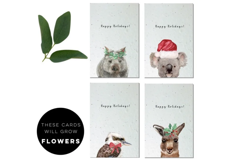 Set of 4 plantable Christmas cards