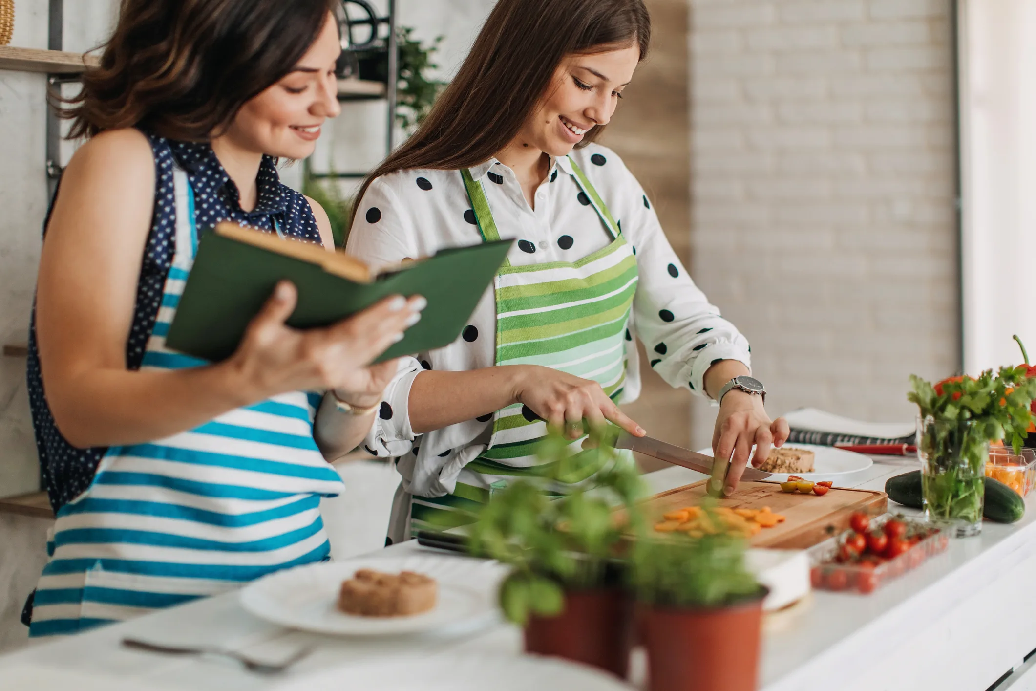 Sisters cooking together