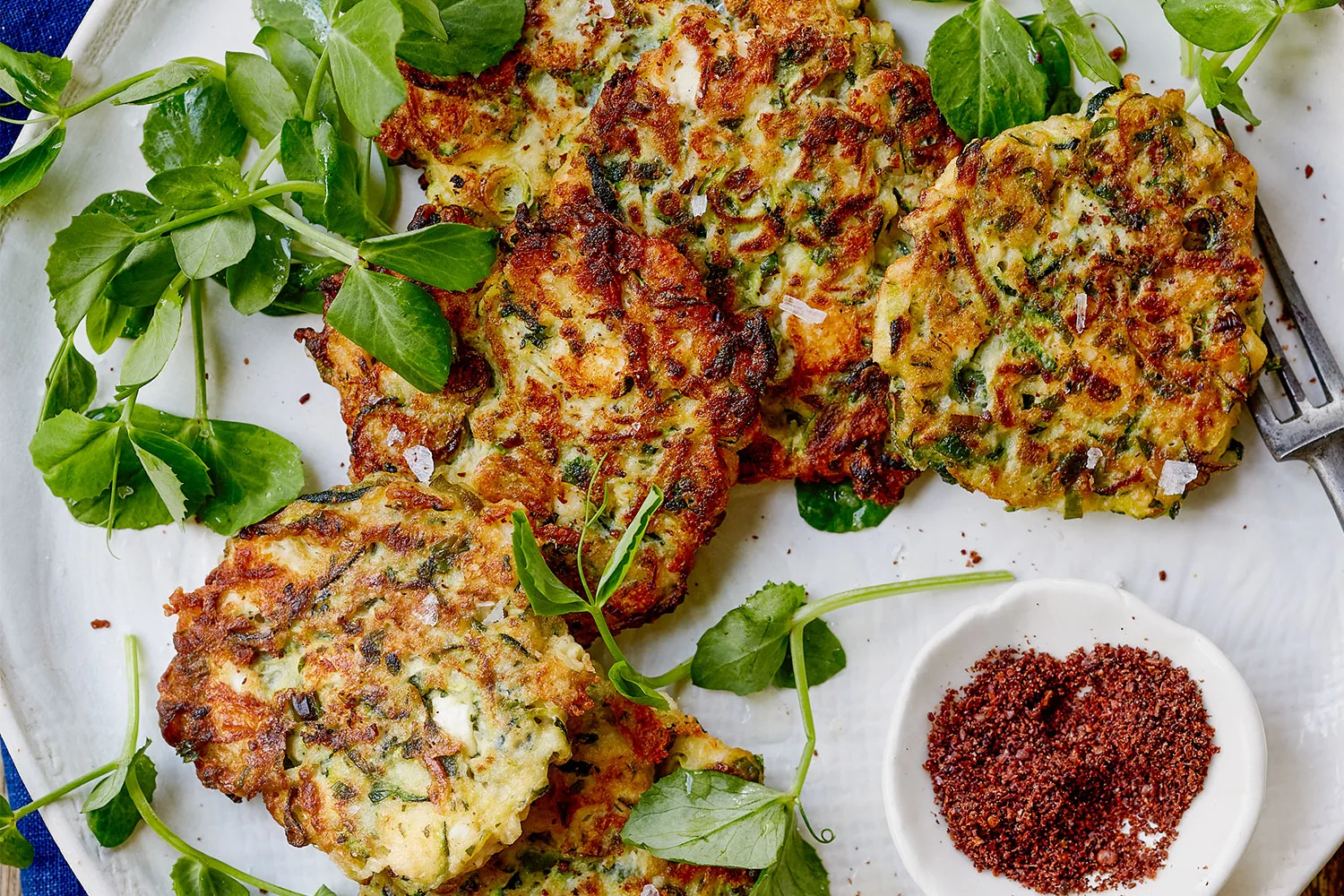 Zucchini feta fritters.