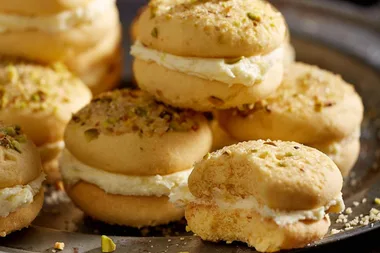 Mini custard, lemon and pistachio melting moments