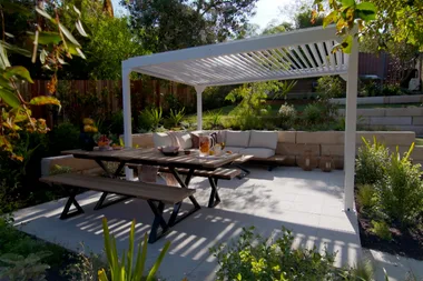 A tiered backyard for entertaining