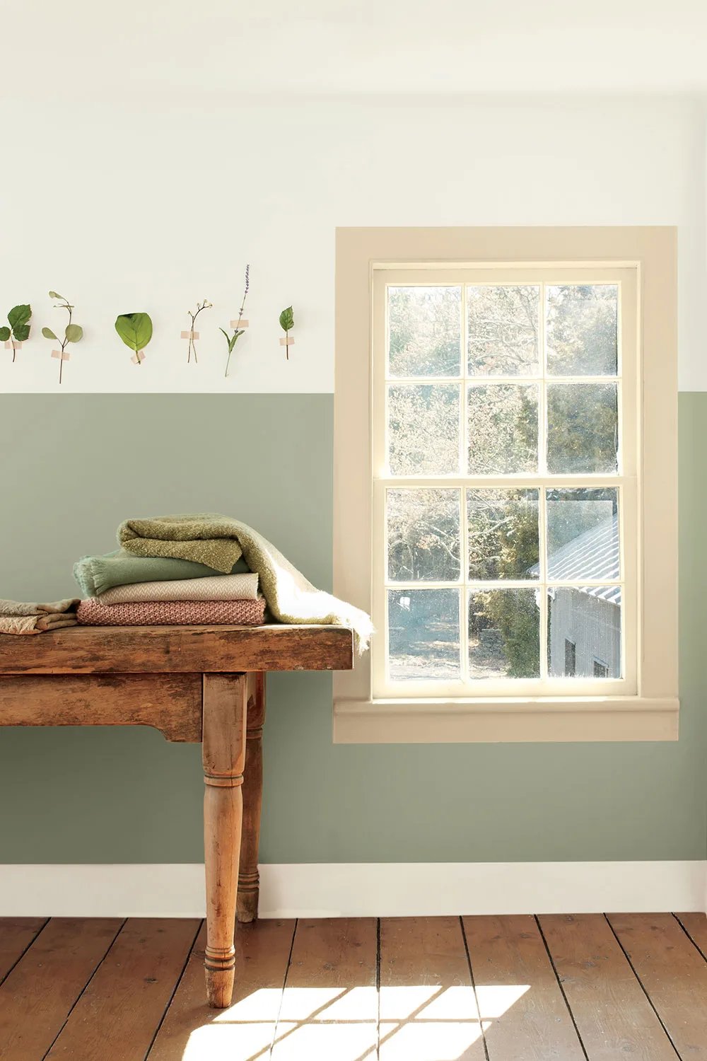 Benjamin Moore sage green painted room