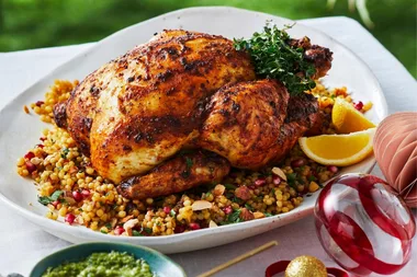 Moroccan chicken with date and roasted almond couscous