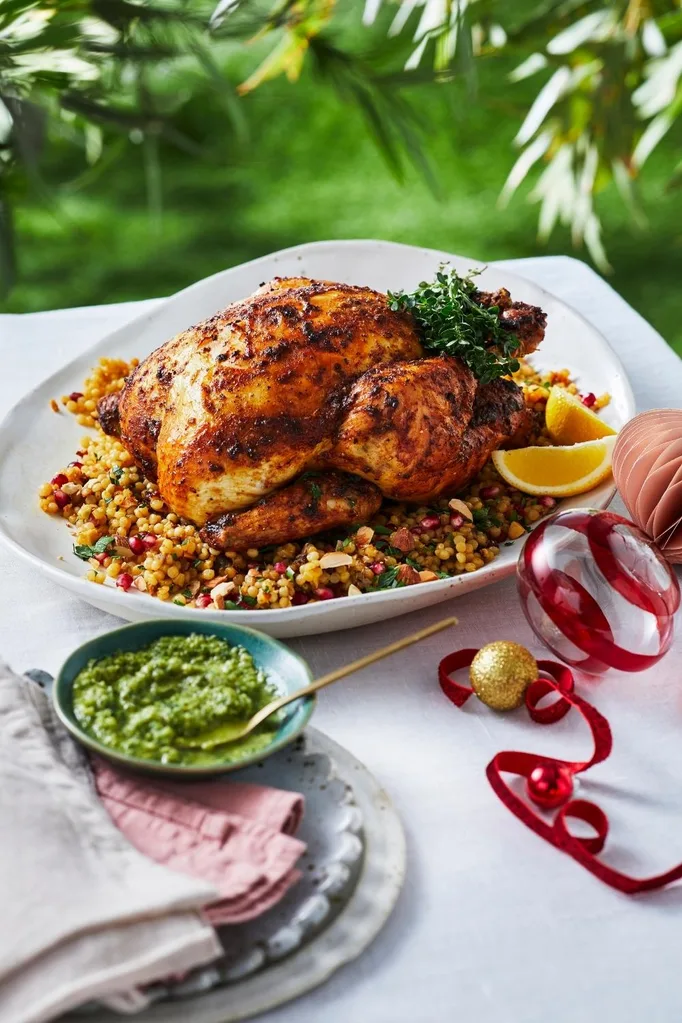 Moroccan chicken with date and roasted almond couscous