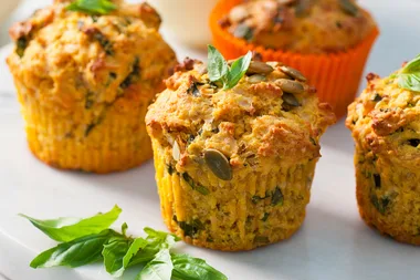 Roasted pumpkin, basil and parmesan muffins