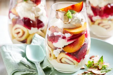 Grilled nectarine trifle with cinnamon-spiked sour cream