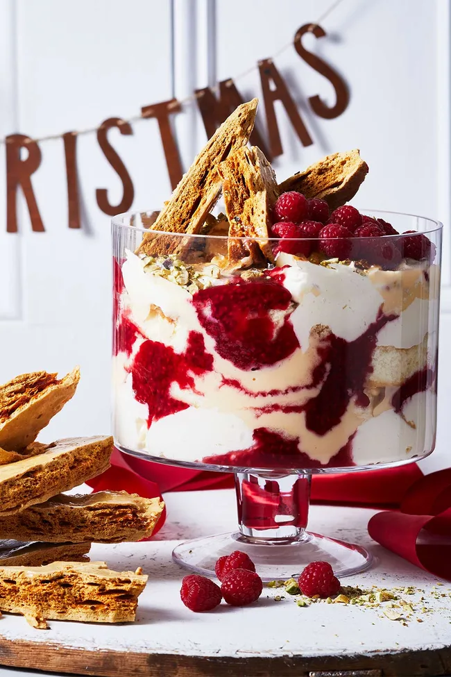 Ricotta and raspberry trifle with honeycomb