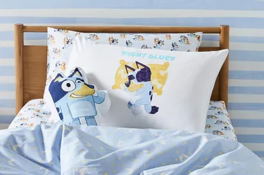 4. Bluey text pillowcase, $24.99, Adairs