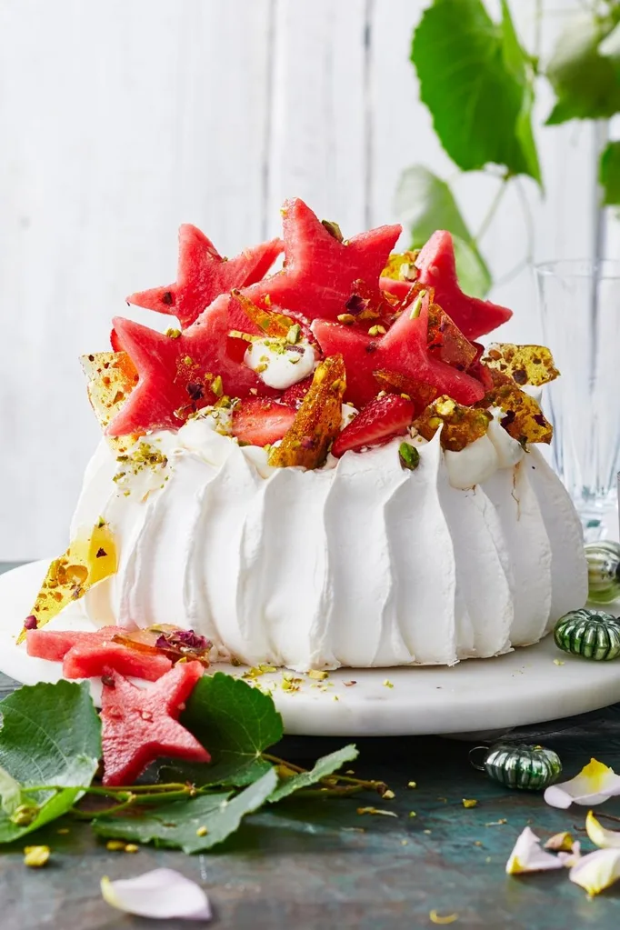 watermelon-star-pavlova-rosewater-cream