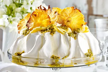 Easy passionfruit and pineapple pavlova