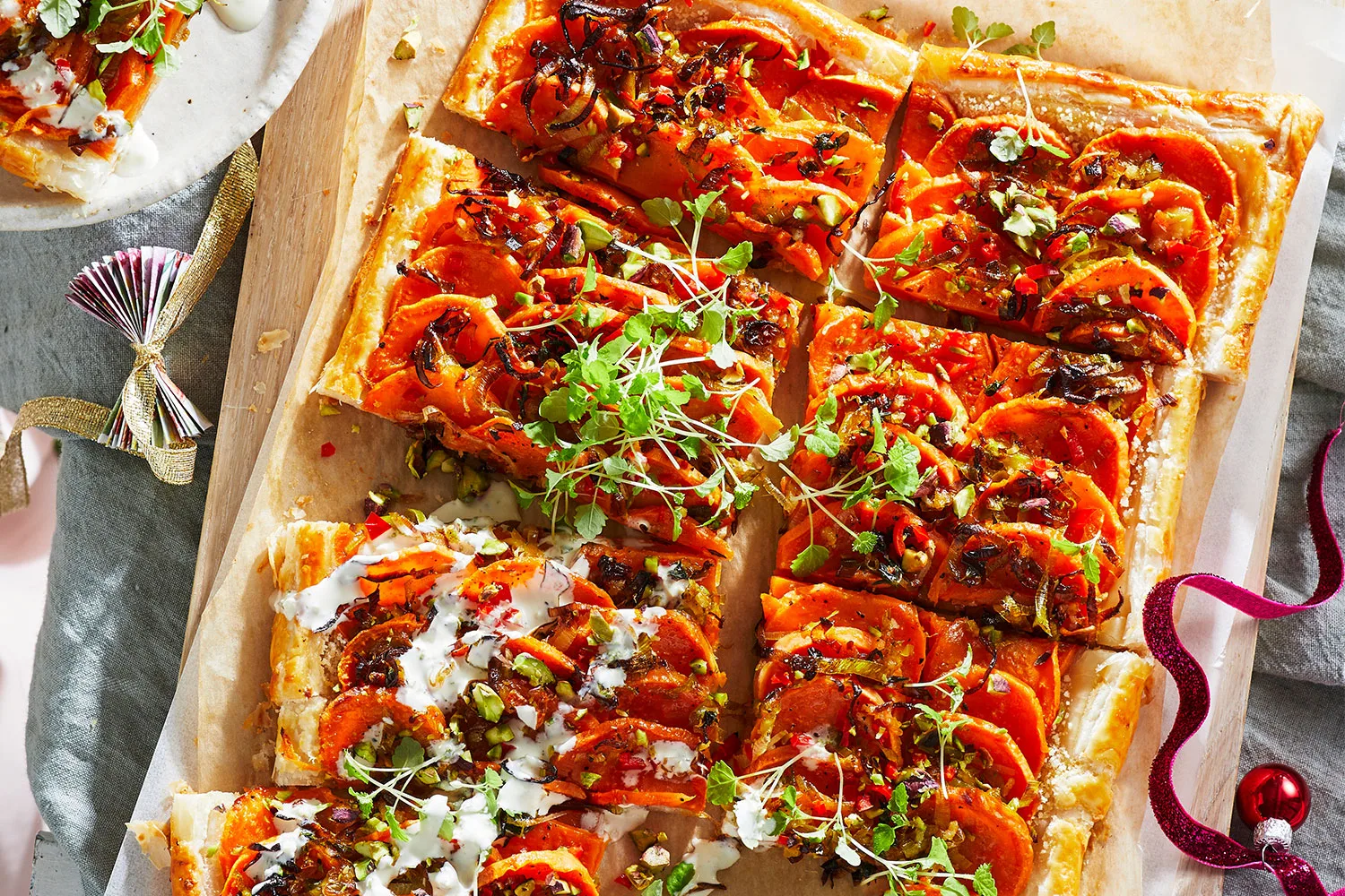 Sweet potato, leek and maple galette.