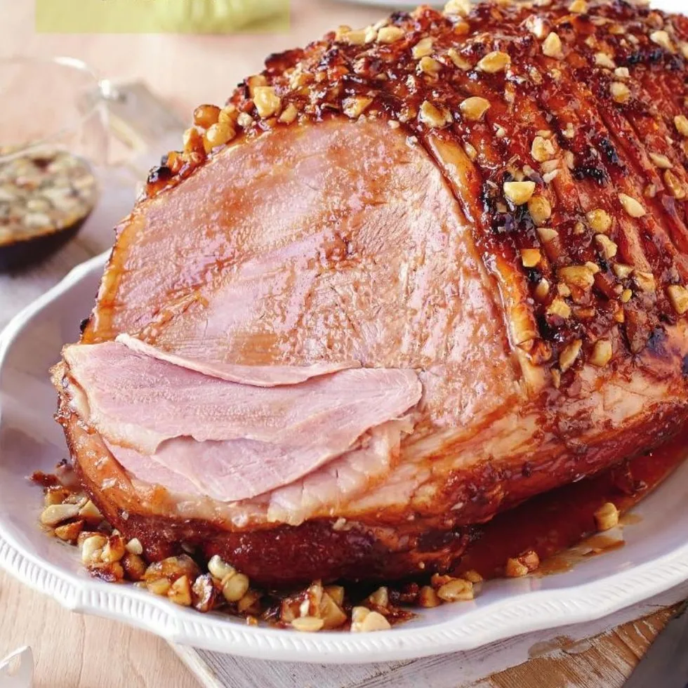 lime and macadamia glazed ham