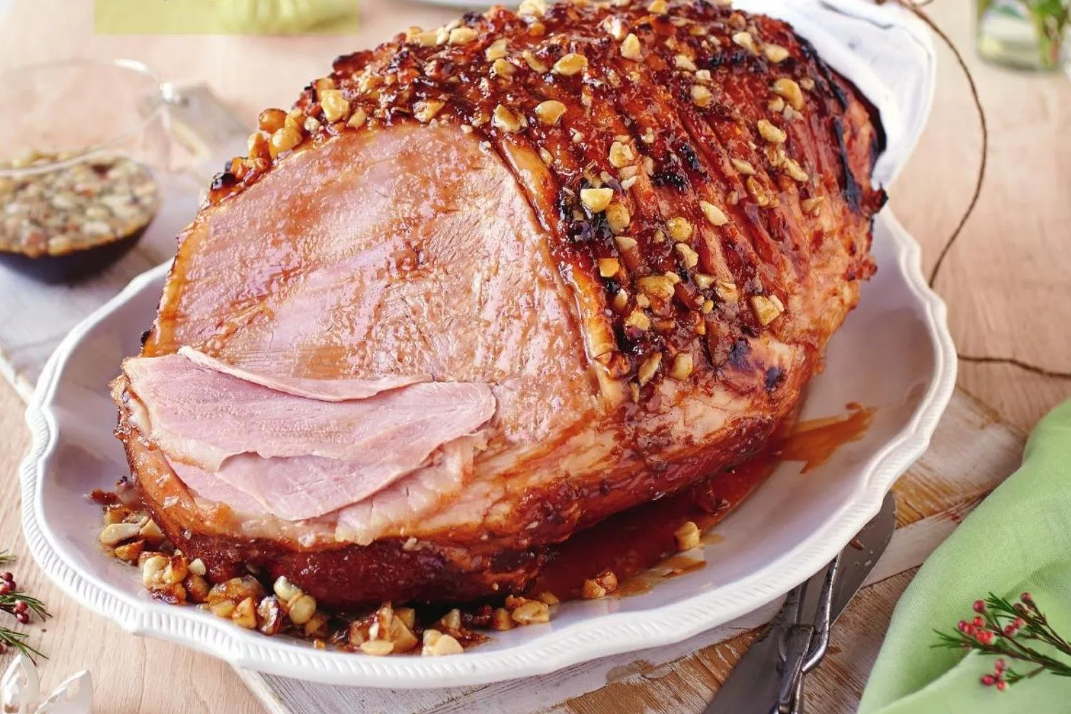 lime and macadamia glazed ham