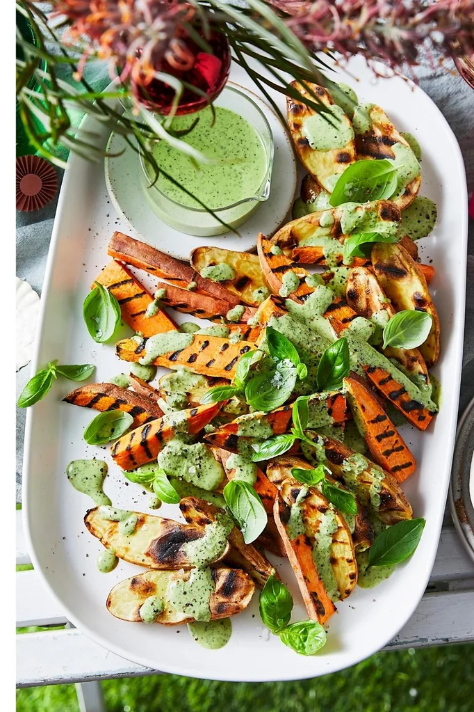 Chargrilled kipler and sweet potato with green goddess dressing