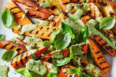 Chargrilled kipler and sweet potato with green goddess dressing