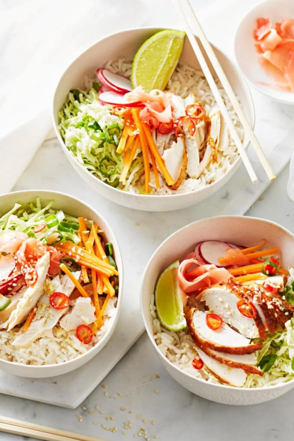 Rice bowl with ginger dressing