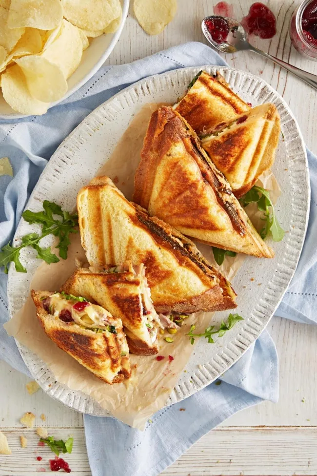 Roast turkey toastie with cranberry and brie