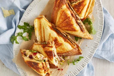 Roast turkey toastie with cranberry and brie