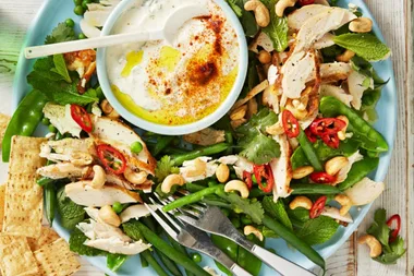 Turkey salad with herby hummus