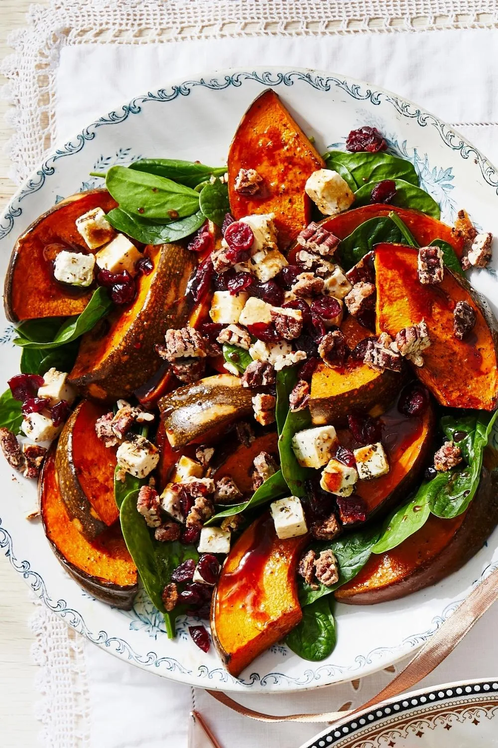 Roasted pumpkin salad with candied chilli pecans