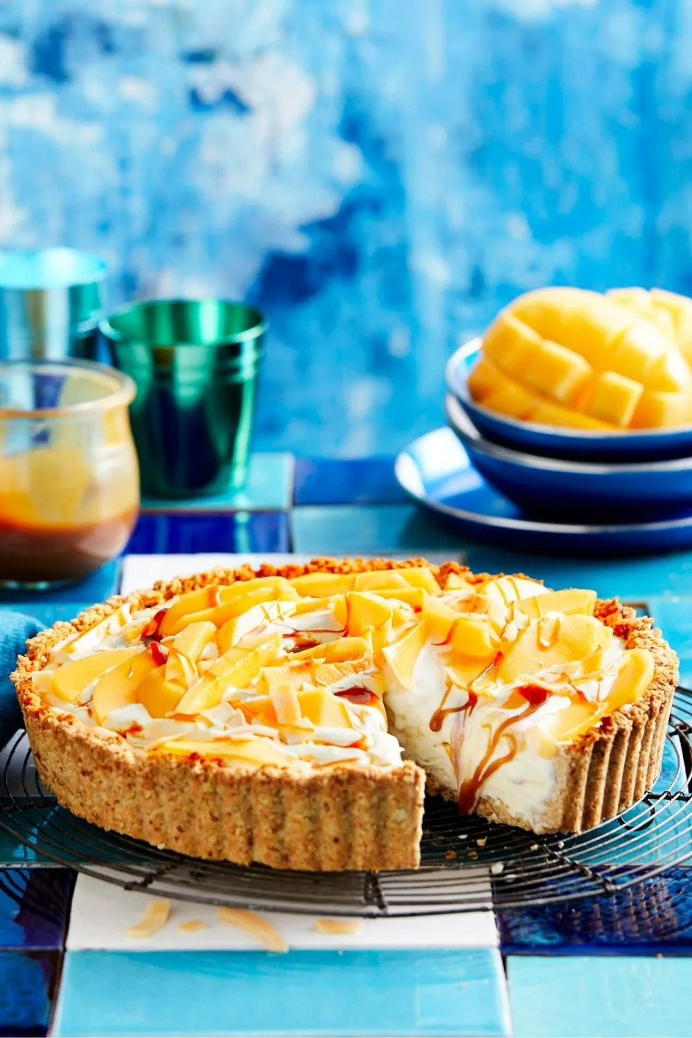 Mango and coconut ice-cream pie