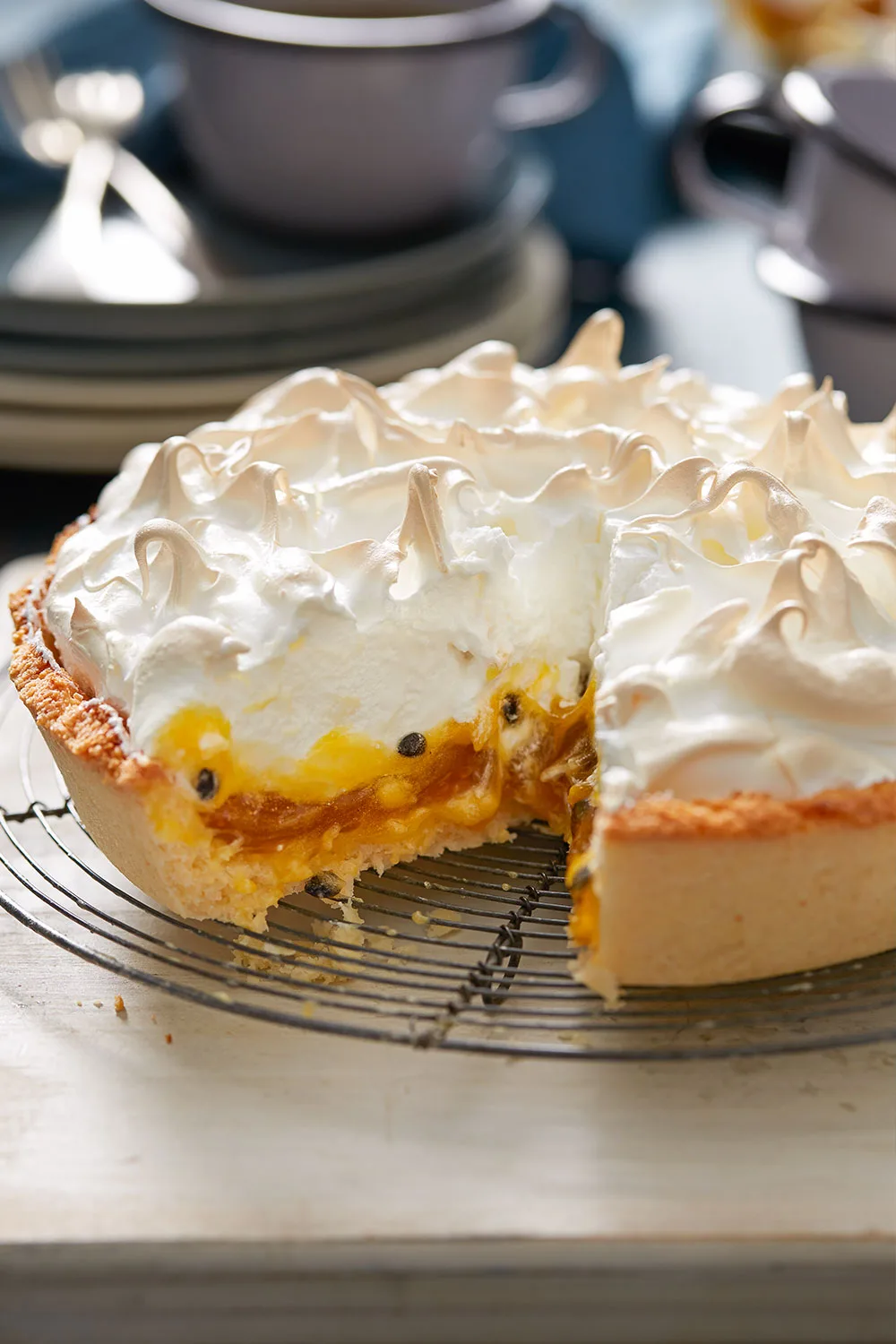 Passionfruit curd pie