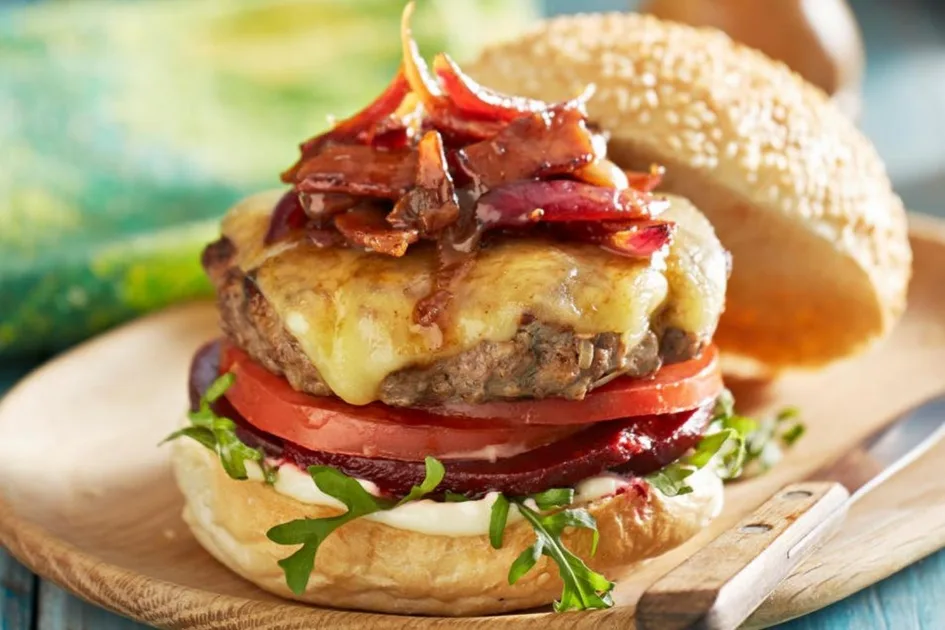 Beef burger with bacon and onion chutney recipe Recipe - Better Homes & Gardens Australia