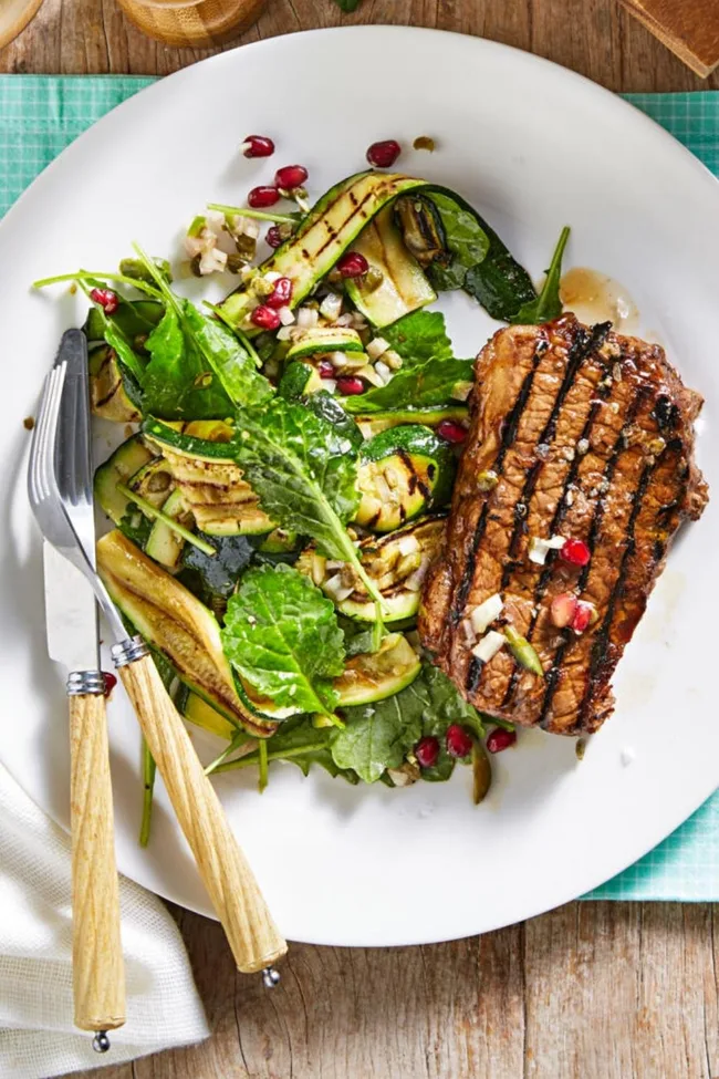The ultimate marinated steak with barbecued zucchini