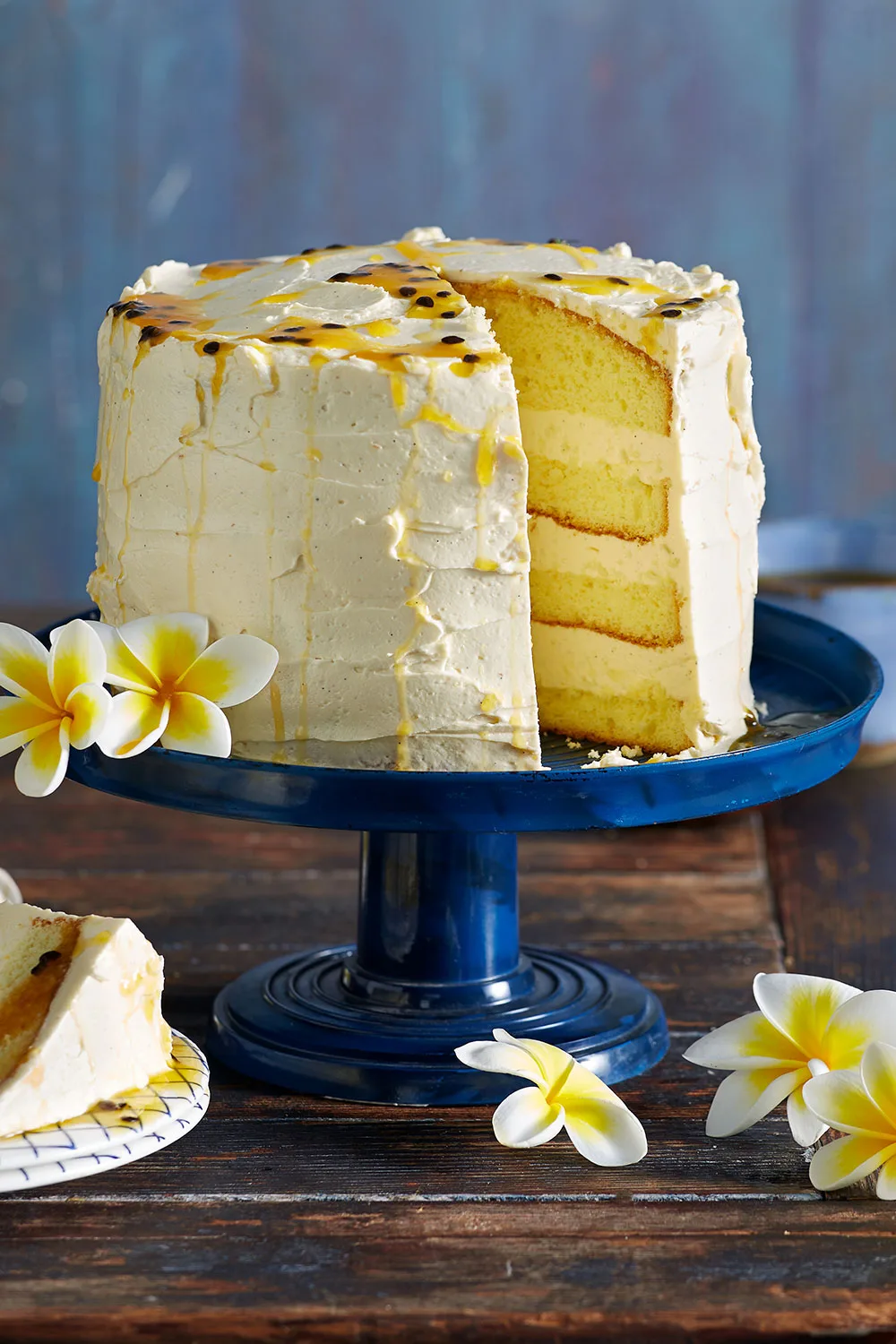 Layered passionfruit sponge cake