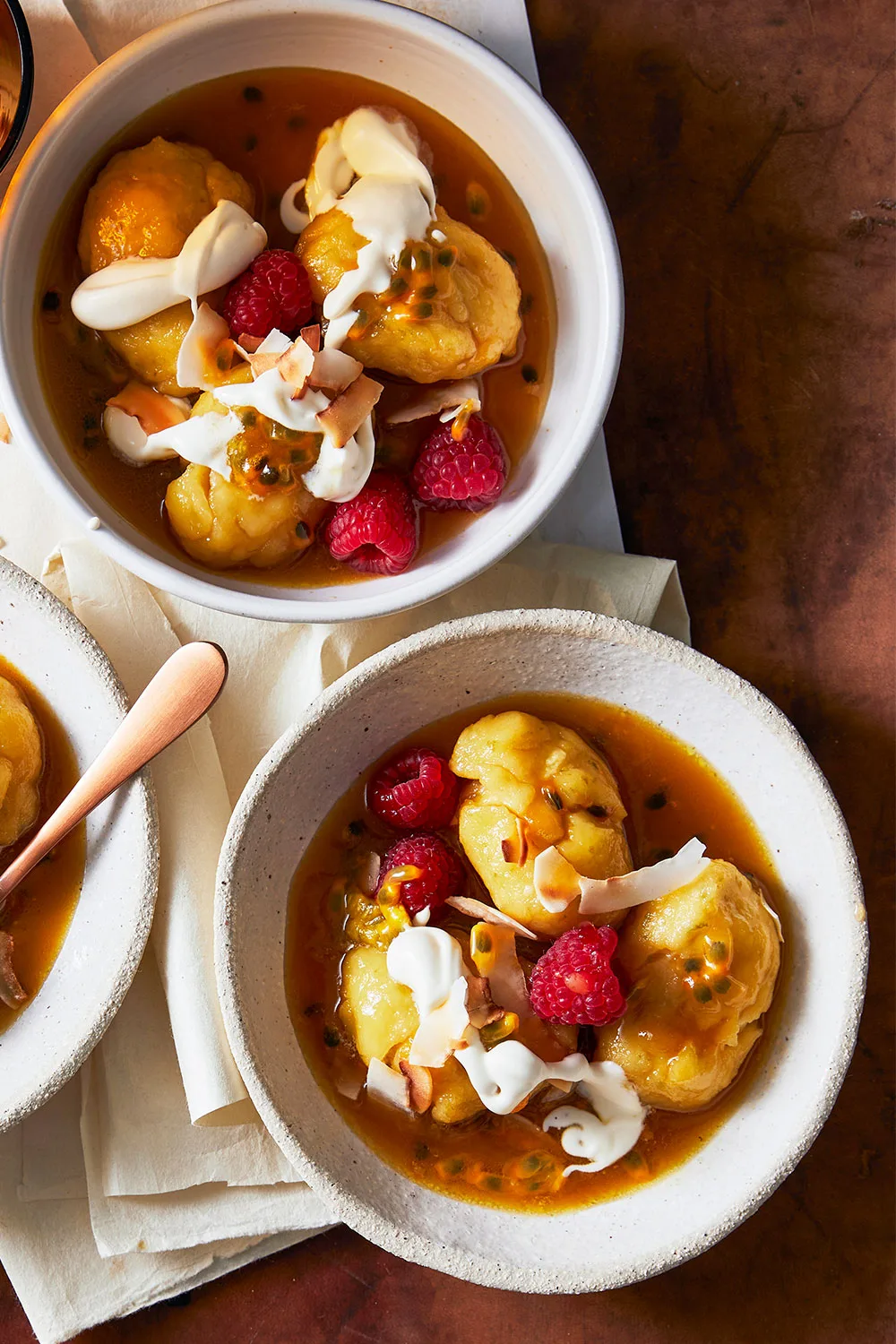Lime passionfruit pudding drops