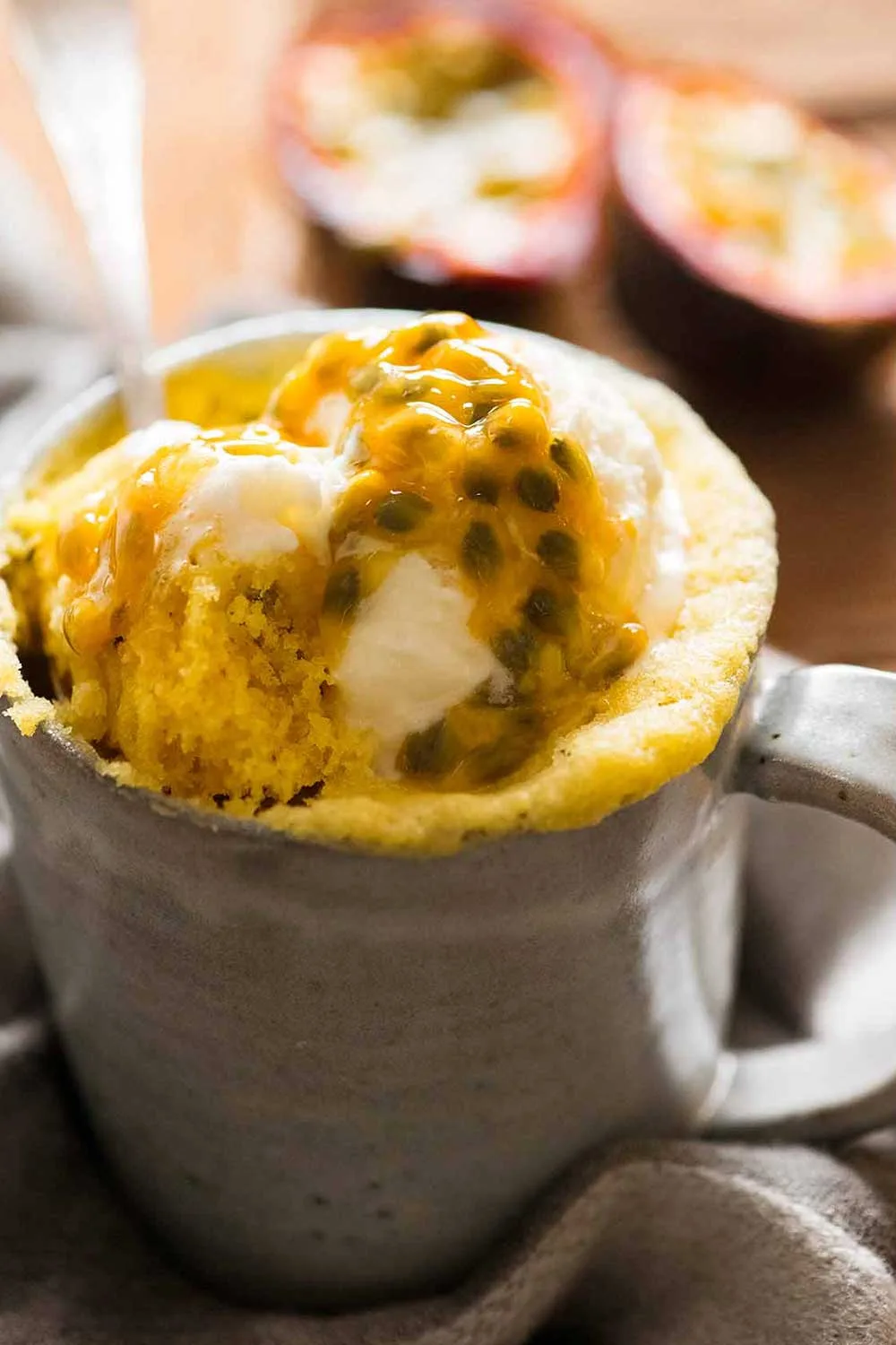 Passionfruit mug cake
