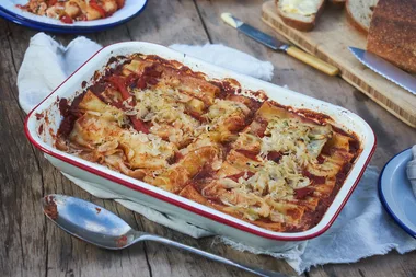 Garden greens cannelloni with tomatoes and sauerkraut