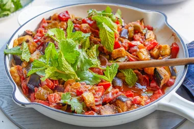 Spicy eggplant and tomato stew