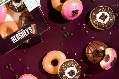 Krispy Kreme has teamed up with Hershey’s to launch three doughnuts