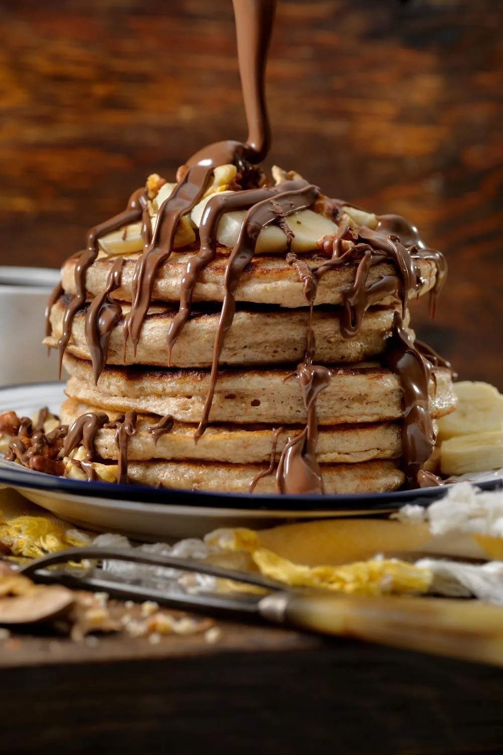 Buttermilk pancakes with Nutella