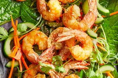 Honey sesame king prawns