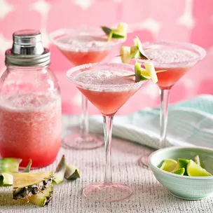 Ruby grapefruit, pineapple and lime margarita mocktail
