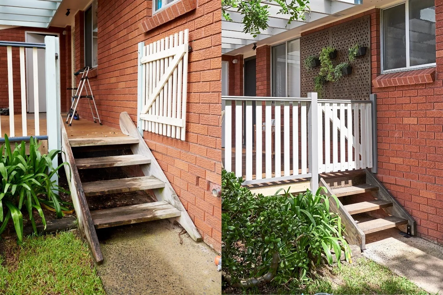 DIY outdoor stairs, before and after.